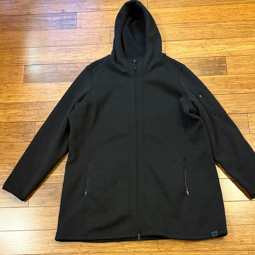 L.L. Bean Women's Black sweater Fleece Jacket hip length 2x